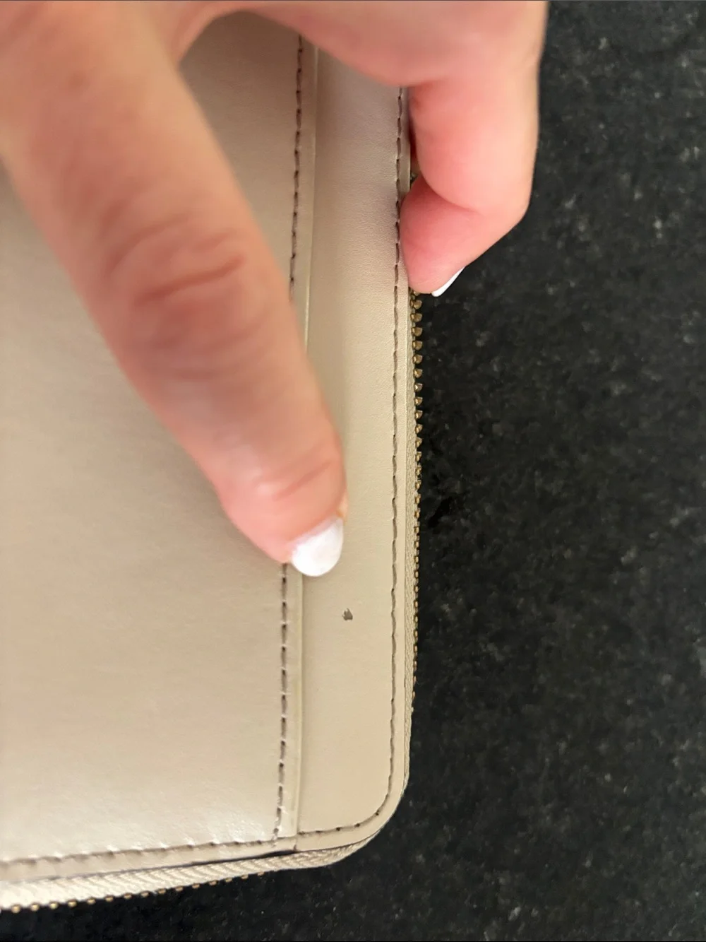 kate spade cream zip wallet with gold logo